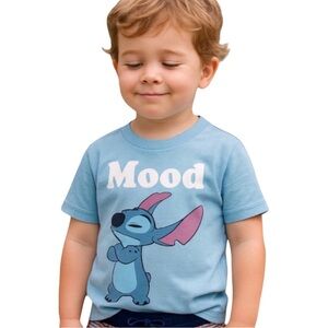 Disney Stitch “Mood” T-Shirt blue Size 6 NWT Sold Out Graphic Tee Fast Shipping